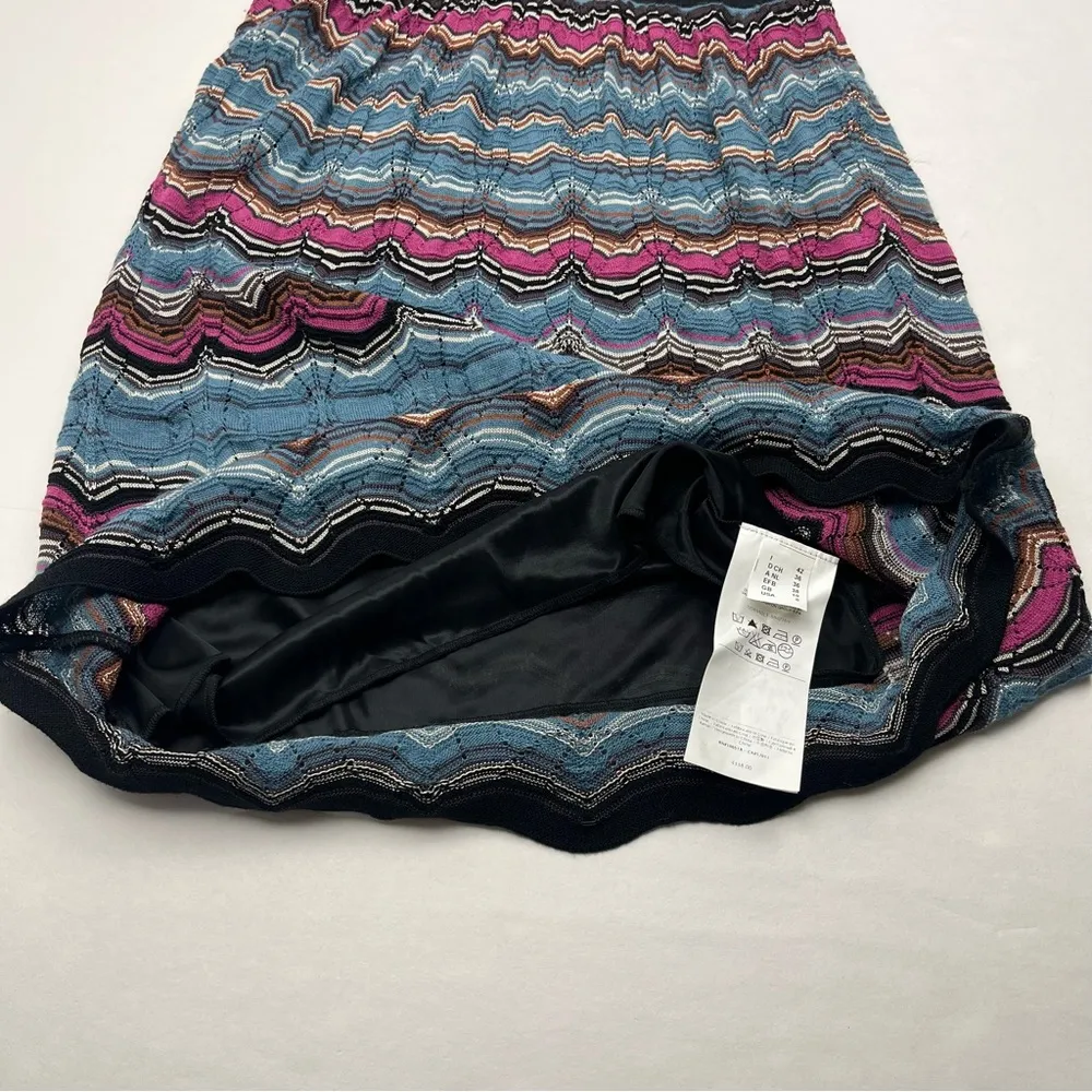 M Missoni Dress Knit Wave Stripe Zigzag V - Image 7