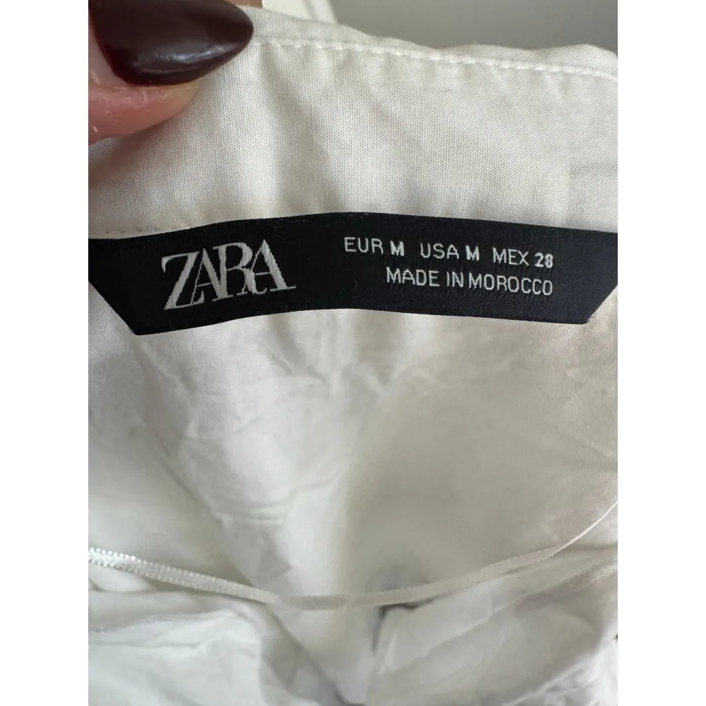 ZARA White Shirt Sun Collared Dress Size Medium - Image 6
