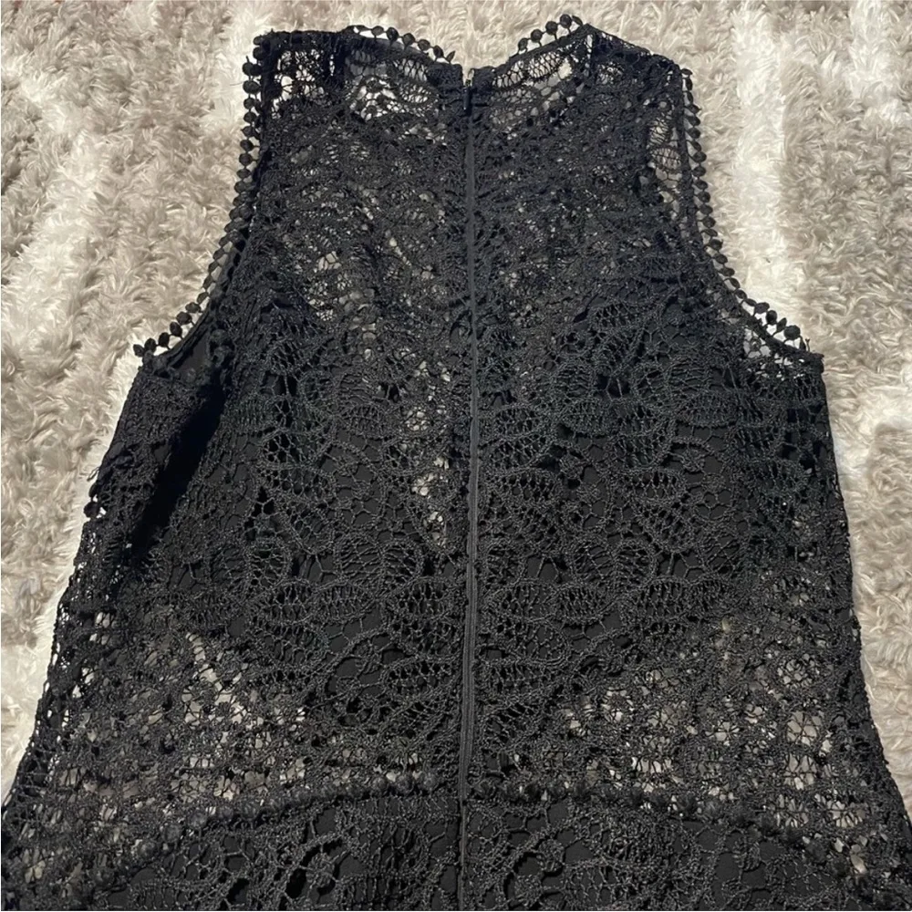 Nicholas Picot Trimmed Fluted Lace Midi Dress Black Size 2 - Image 8