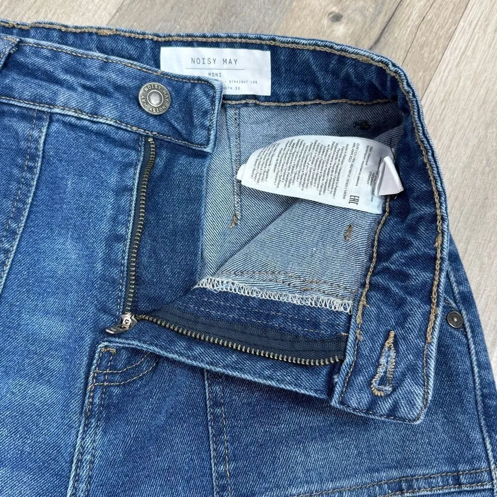 Noisy May Moni High Rise Cargo Pocket Jeans Blue Size 26 - Image 8