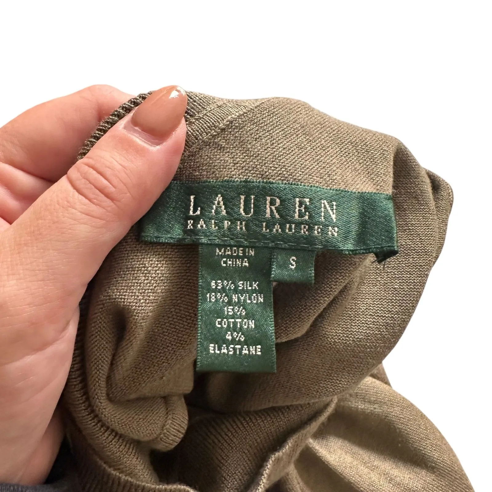 LAUREN RALPH LAUREN‎ Turtleneck Sleeveless Light Sweater Green Small - Image 5