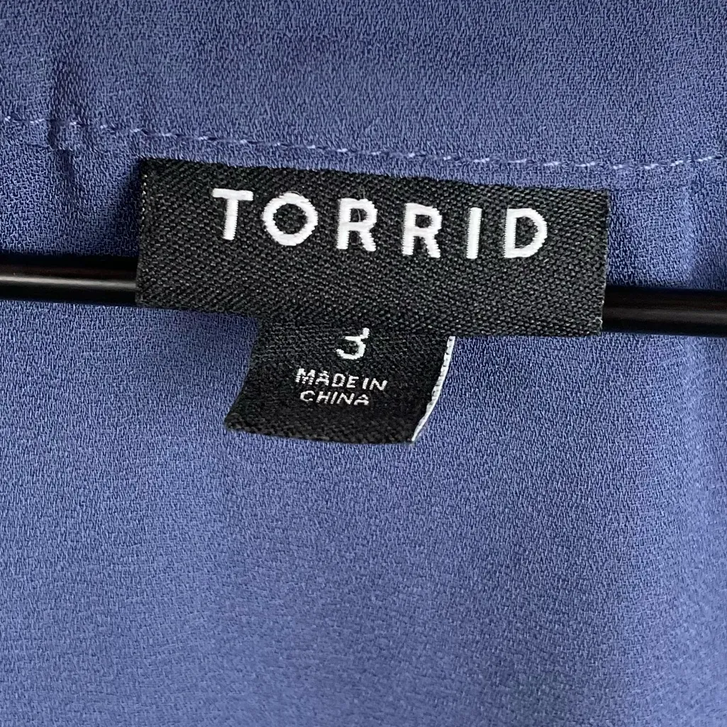 Torrid Harper Georgette Ruched Short Sleeve Blouse Blue Plus Size 3X Business - Image 6