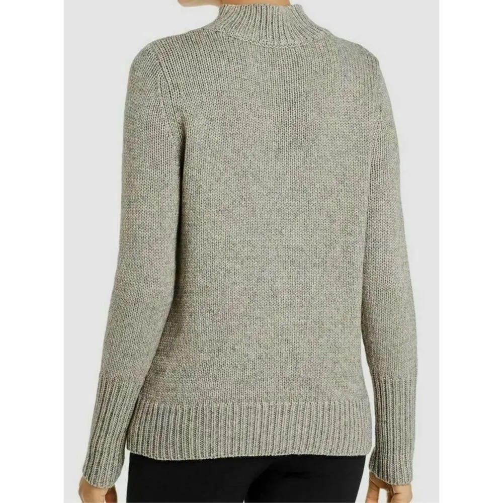 Elie Tahari Womens Mock‎ Neck Metallic Speckle Sweater Charcoal Gray Size Small - Image 3