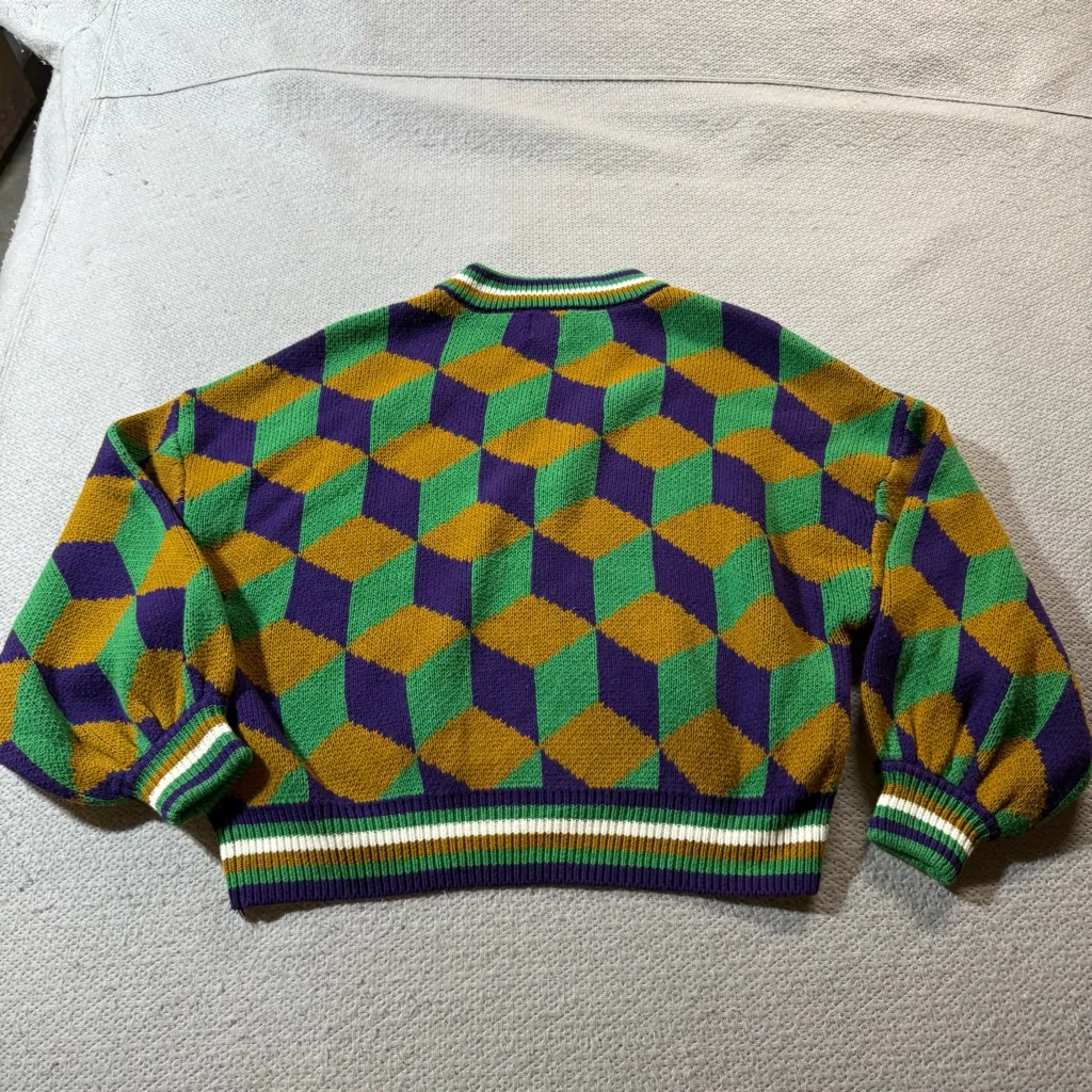 BDG Marri Geo Jacquard Ski Sweater Chunky Knit Oversized Cotton Blend Size Small - Image 9