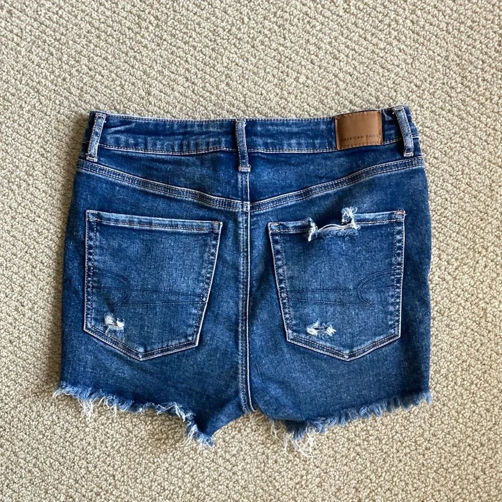 American Eagle High V-Rise Shortie Jean Shorts Next Level Stretch Size 6 Pockets - Image 5