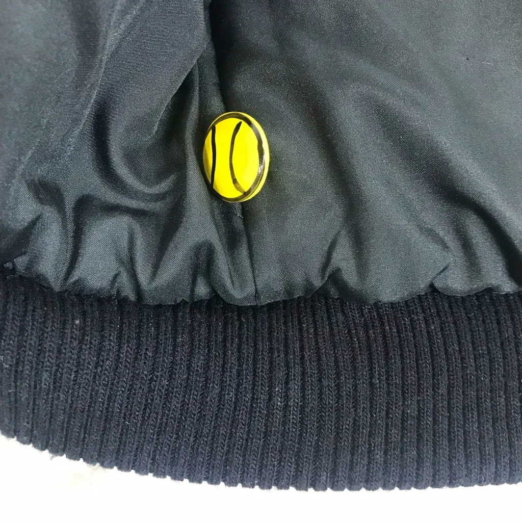 VINTAGE Hand Painted Bomber Jacket Tennis Wearable Art‎ Artsy 80s 90s Size Small Green - Image 13