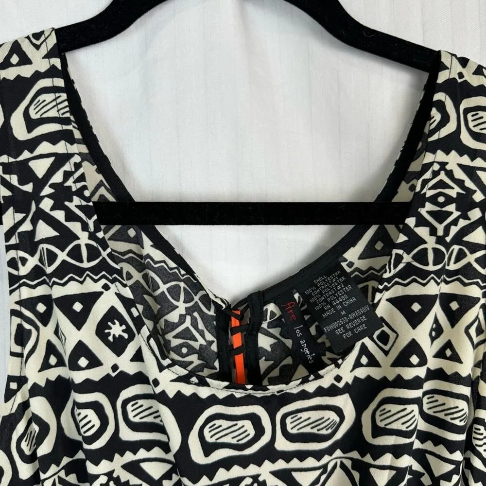 Fire Los Angeles Tribal/Aztec Maxi Dress Size Medium Side Cutouts Drawstring Tie - Image 2