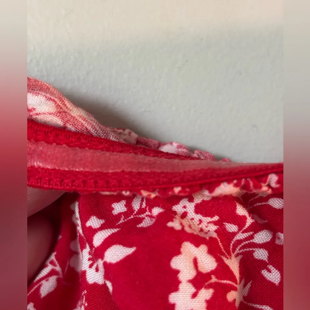 Hollister Ruffle Red White Floral Ruffled Tube Top, Size Small Bohemian y2K - Image 6
