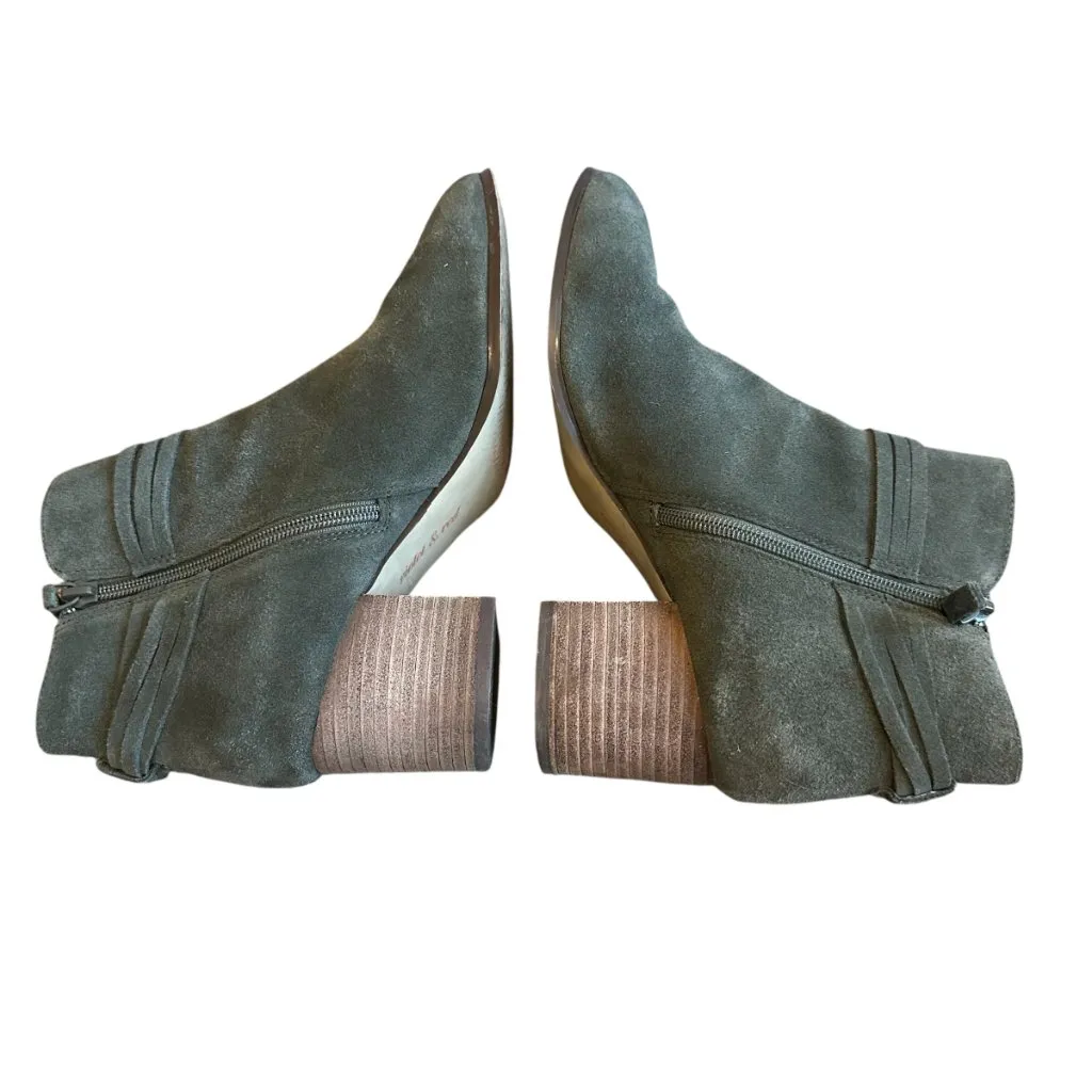 Violet & Red Jenna Leather Ankle Booties Suede Heeled Boots Size 9.5 Women's Green - Image 8