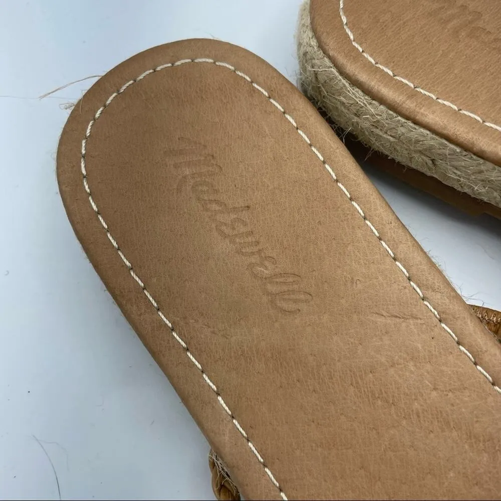 Madewell Platform Espadrille Strappy Sandals Womens 10 Tan Leather Braided Flats - Image 4