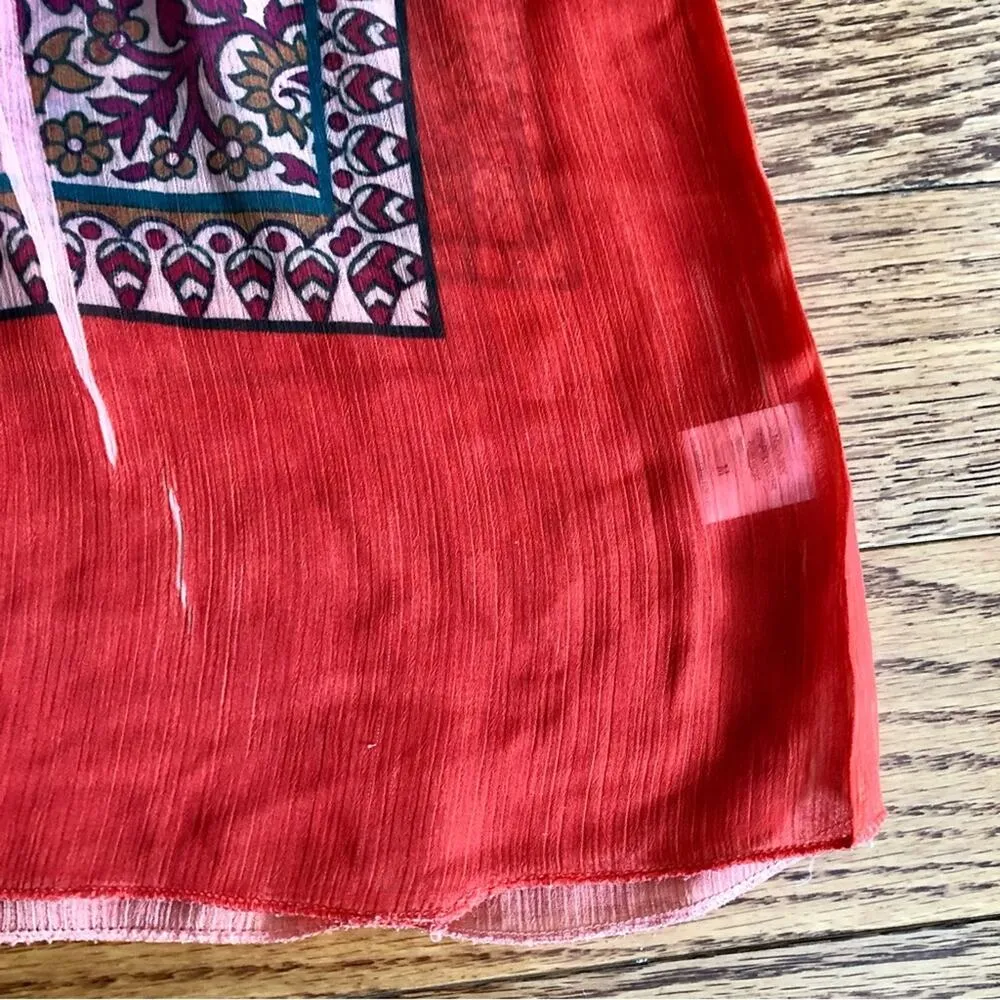 UNITY Coral Green Paisley Sublimation Sheer Swim Cover Beach Dress Size M Orange Size M - Image 10