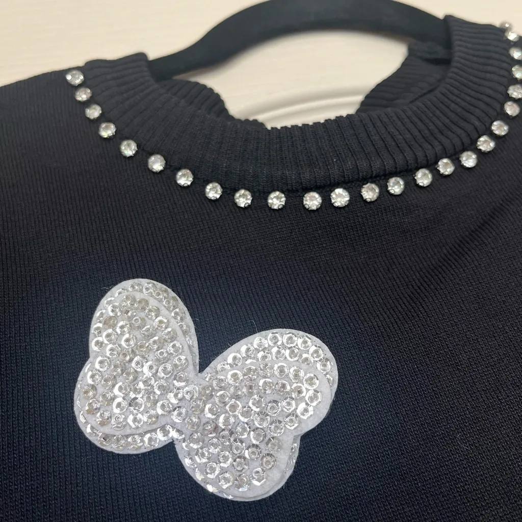 If you like butterflies and a little bling, this is your top! Brand new 🦋 Black Size L - Image 3