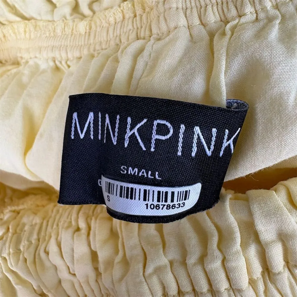 MINKPINK Women's Pale Yellow Halter Neck Midi Cotton Dress Size S - Image 6