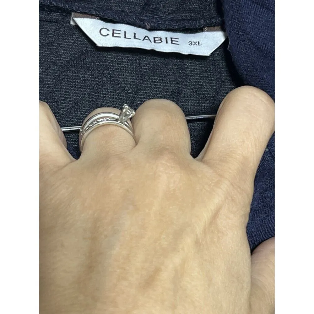 Women Jacket 3XL Plus Fisherman Sweater Cardigan Hoodie Casual Cellabie Comfy Blue Size 3X - Image 7