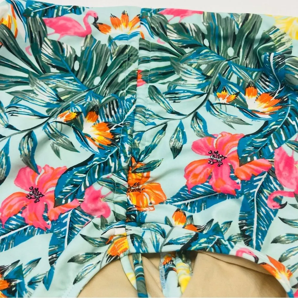 Cacique Swim Suit Set 38D Lined Bra Top Size‎ 14 High Waisted Brief Hawaiian - Image 8