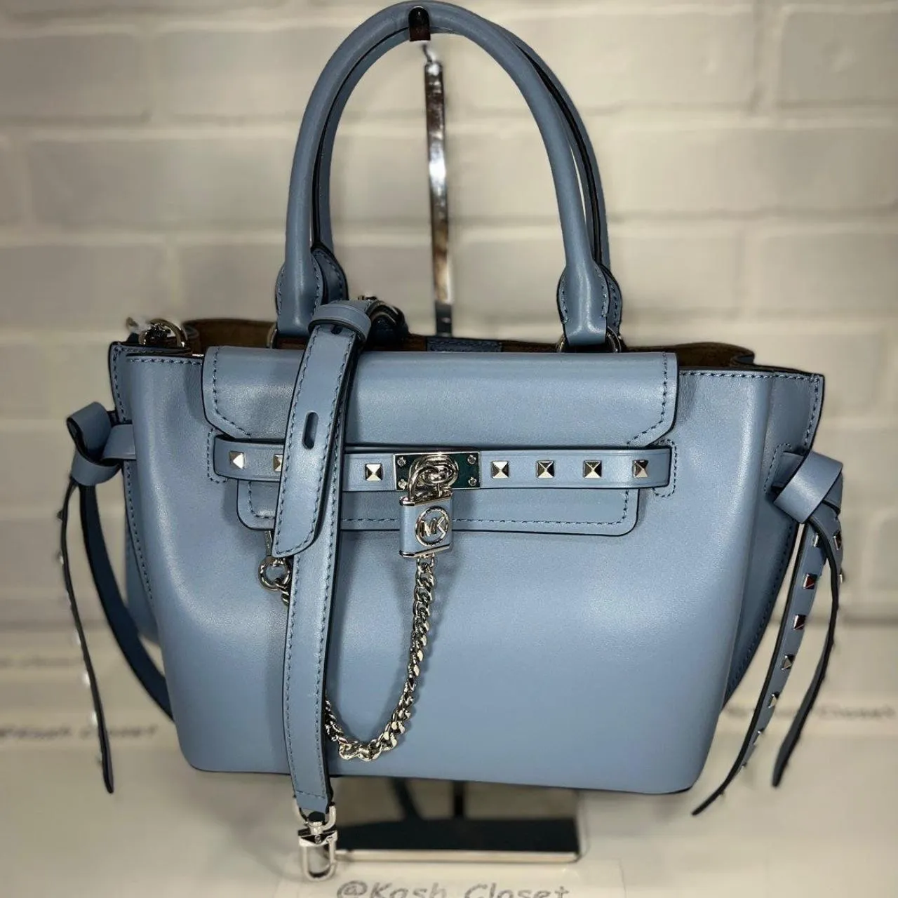 Michael Kors Chambray Hamilton Legacy Small Studded Leather Satchel - Image 2