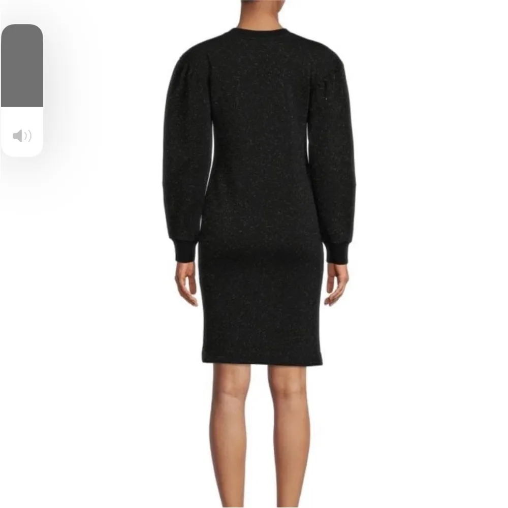 Love Moschino long sleeve logo glitter puff sleeve mini dress NEW - Image 2