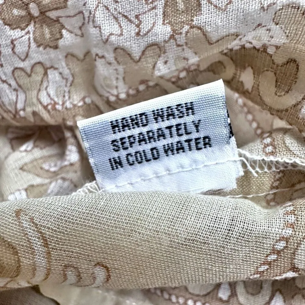 CHOWCHILLA VINTAGE | Boho Hippie Beige Floral maxi Dress Beige Tan Tassel | Smal - Image 8