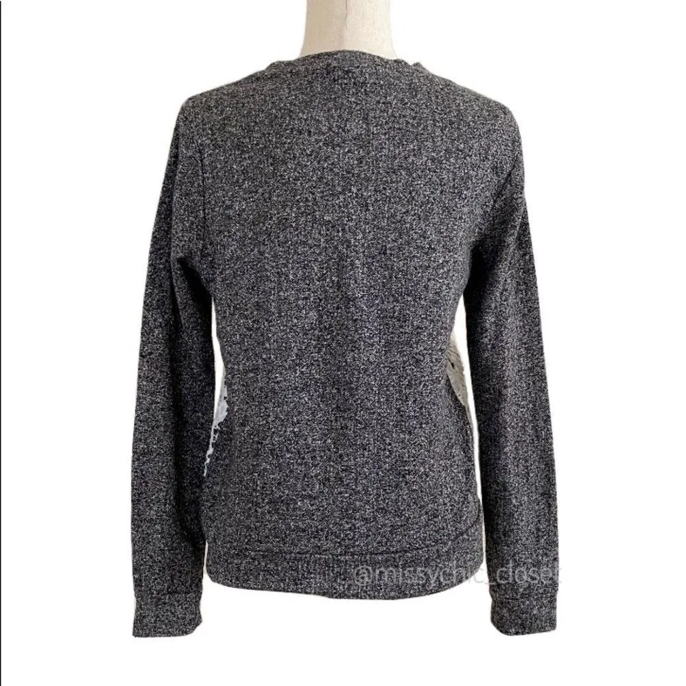 Active USA Size Medium Gray Lace Overlay Sweater - Image 5