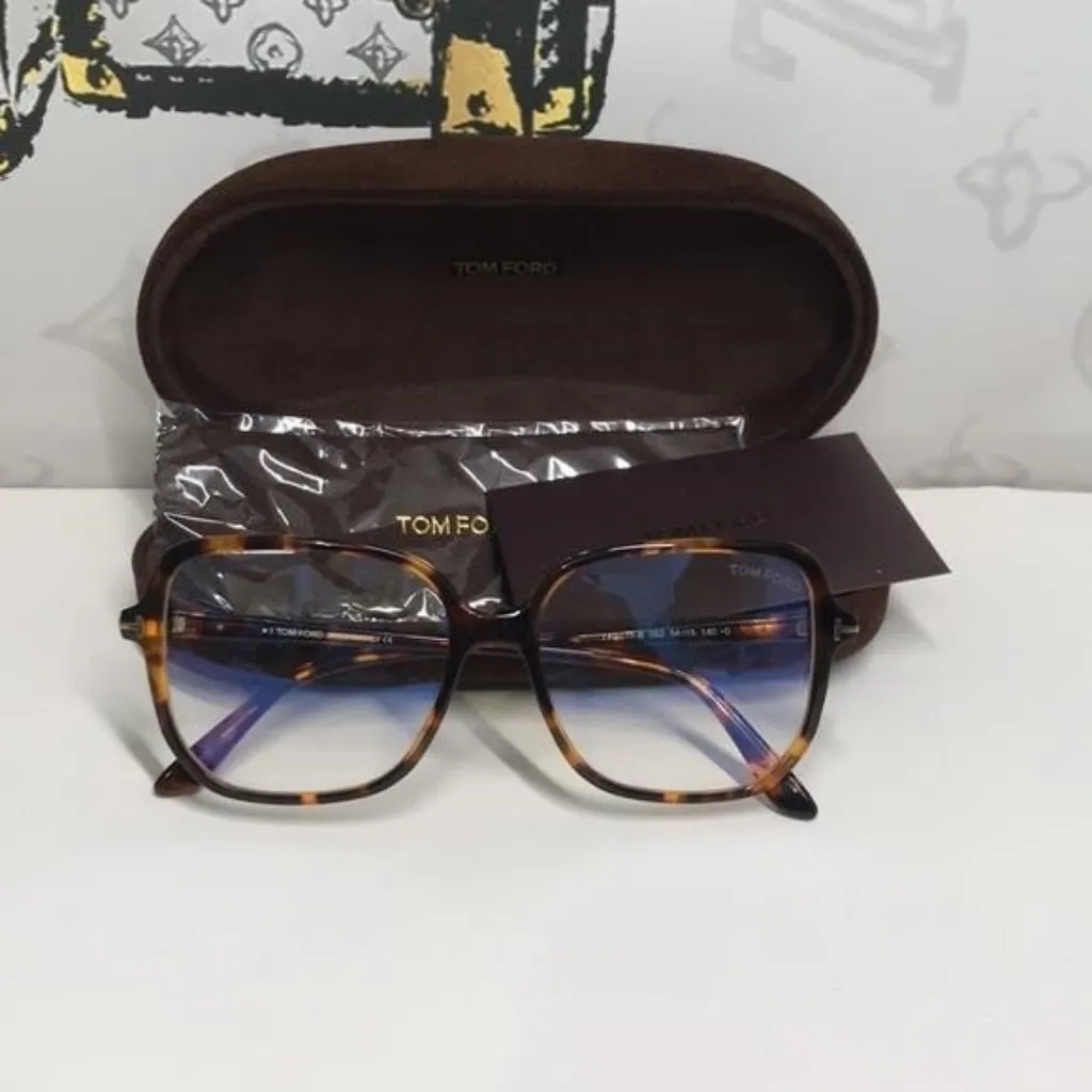 Tom Ford TF5578-B 052 “Blue Control” Eyeglasses – Tortoise (Shiny Havana) - Image 10