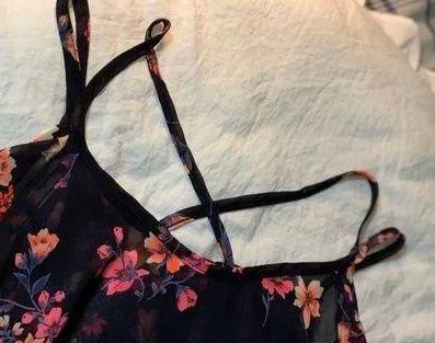 Black Pink Floral Cold shoulder Top - Image 2