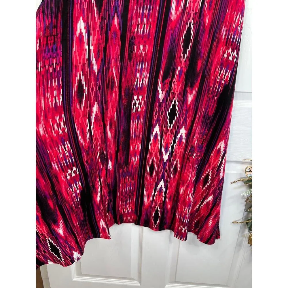 Chelsea & Theodore Boho Maxi Skirt Womens Size M Pink Multi Ikat Boho Tribal Black Size M - Image 4