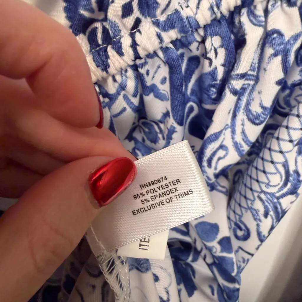 Boston Proper Porcelain Print Tunic Blue Multi NWT Size Small - Image 5