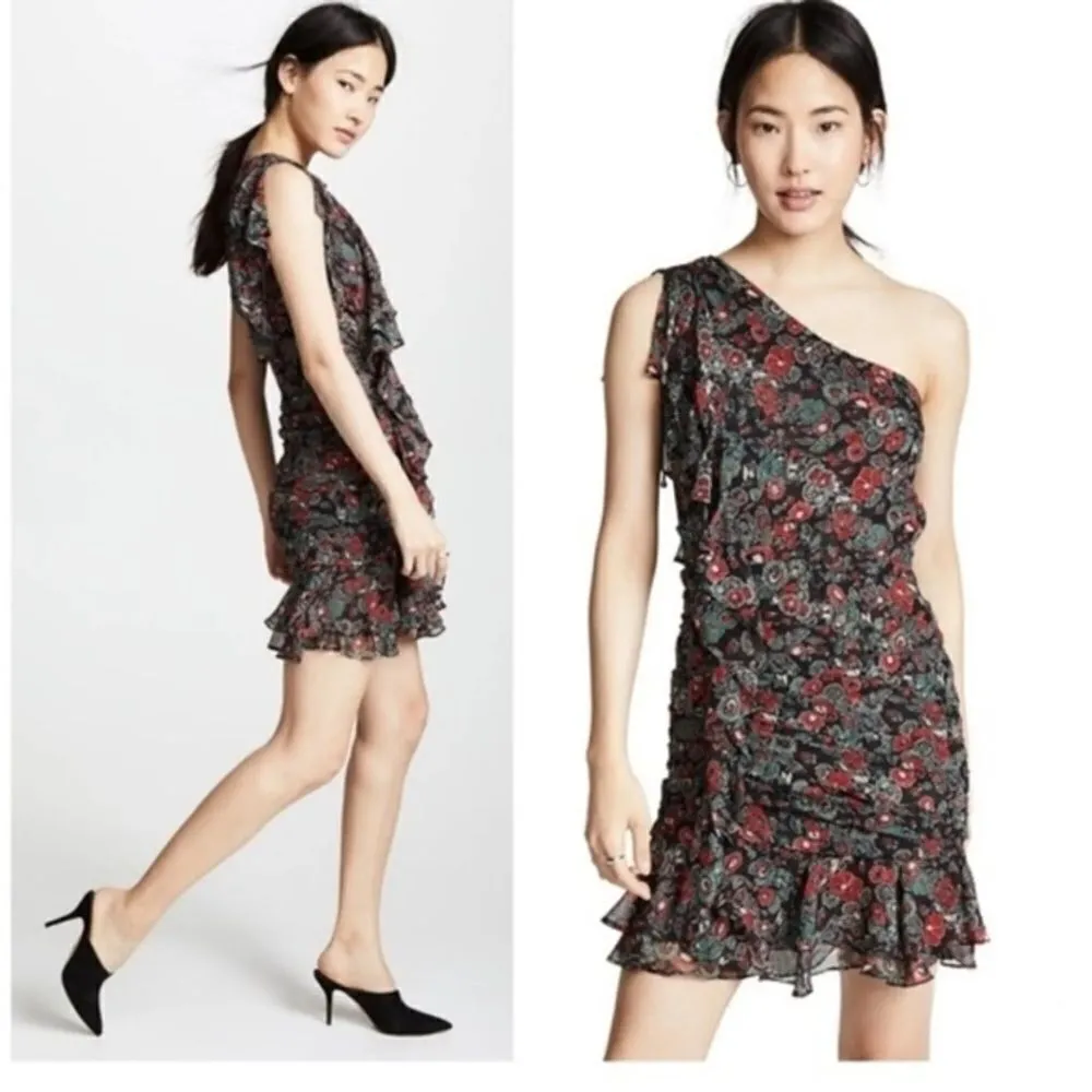 Veronica Beard "Ballard" One Shoulder Silk Floral Summer Mini Dress - Image 3