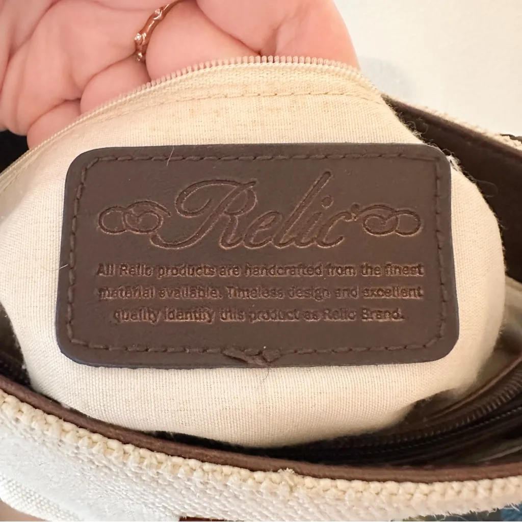 Relic Vintage 90s Woven Braided Leather Strap Handbag Purse Neutral Tan Brown - Image 8