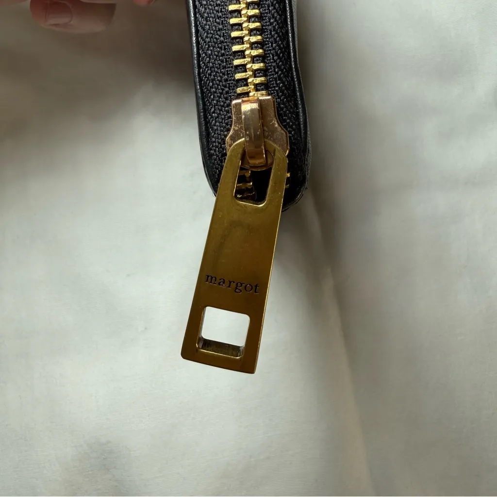 Margot London Small Zip Around Coin Purse Wallet Black Soft Leather Designer - Image 2