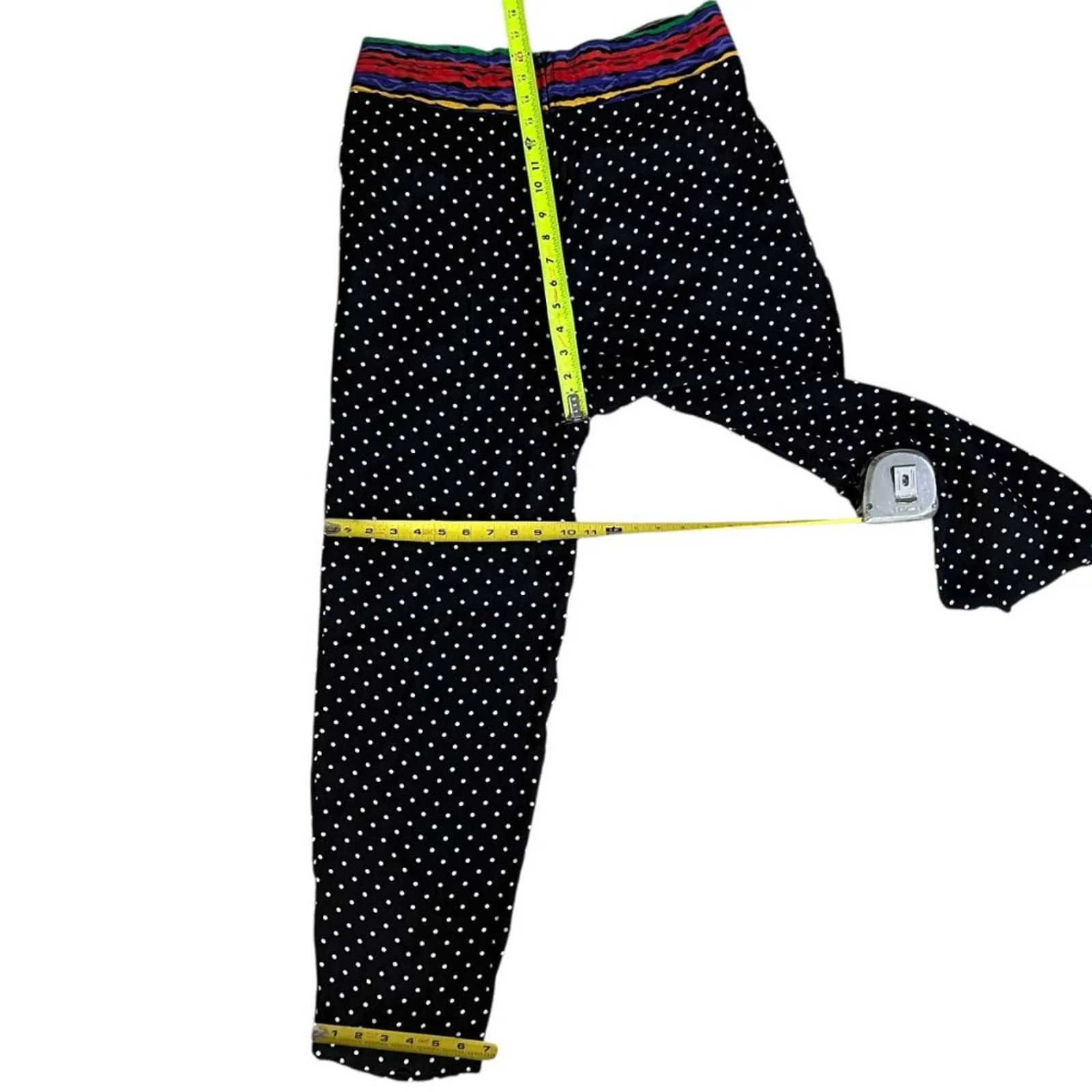 Vintage Pants Blazer Set Medium 80s Polka Dot Rainbow Art To Wear Boho USA RARE Black - Image 12