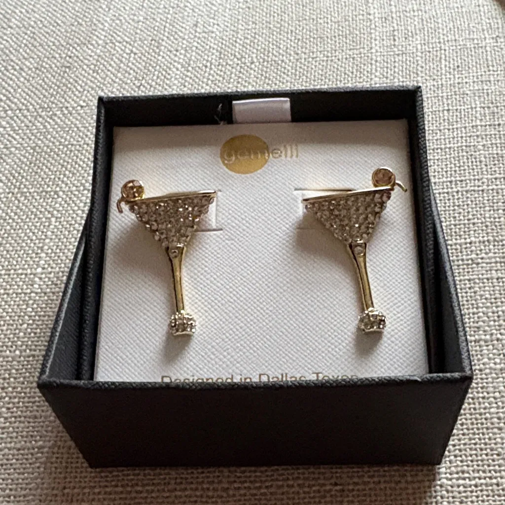 Glamelli Gold Crystal Martini Earrings - Image 3