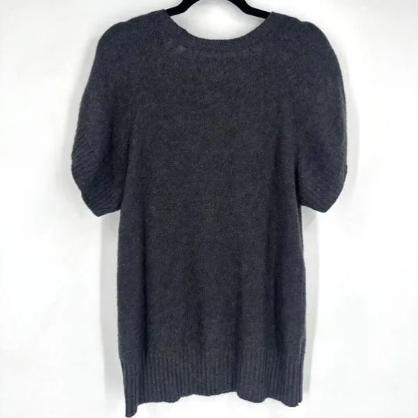 Y2K‎ Velvet by Graham & Spencer Cashmere Short Sleeve Gray Tunic Sweater Small - Image 9