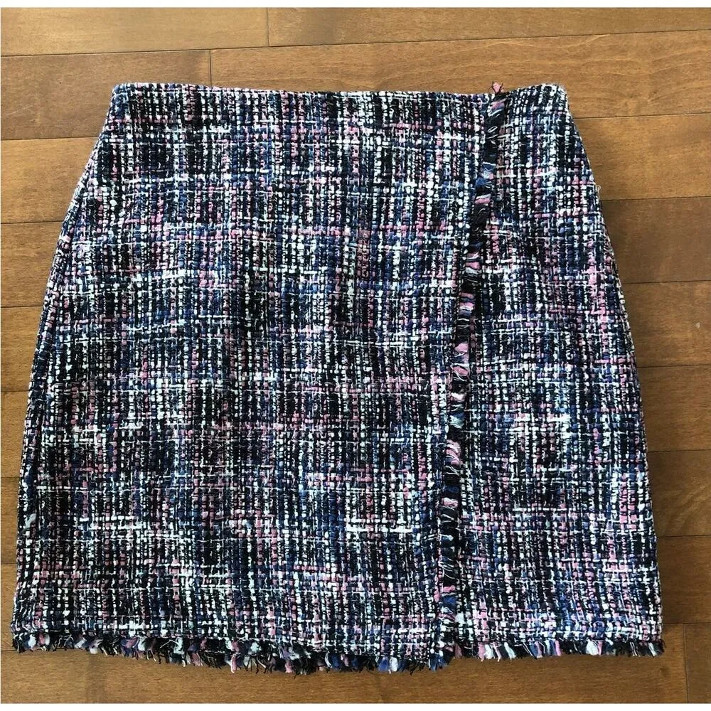 NWT Loft Woven tweed fringed skirt with a faux wrap size 10 - Image 5
