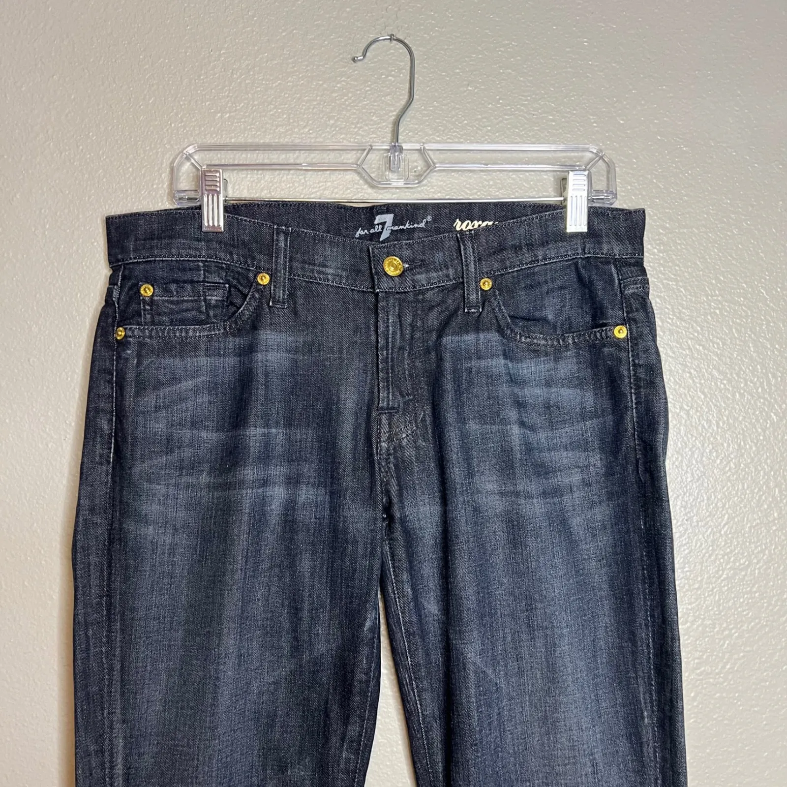 7 For‎ All Mankind Roxanne Straight Leg Jeans Size 30 Dark Wash - Image 6