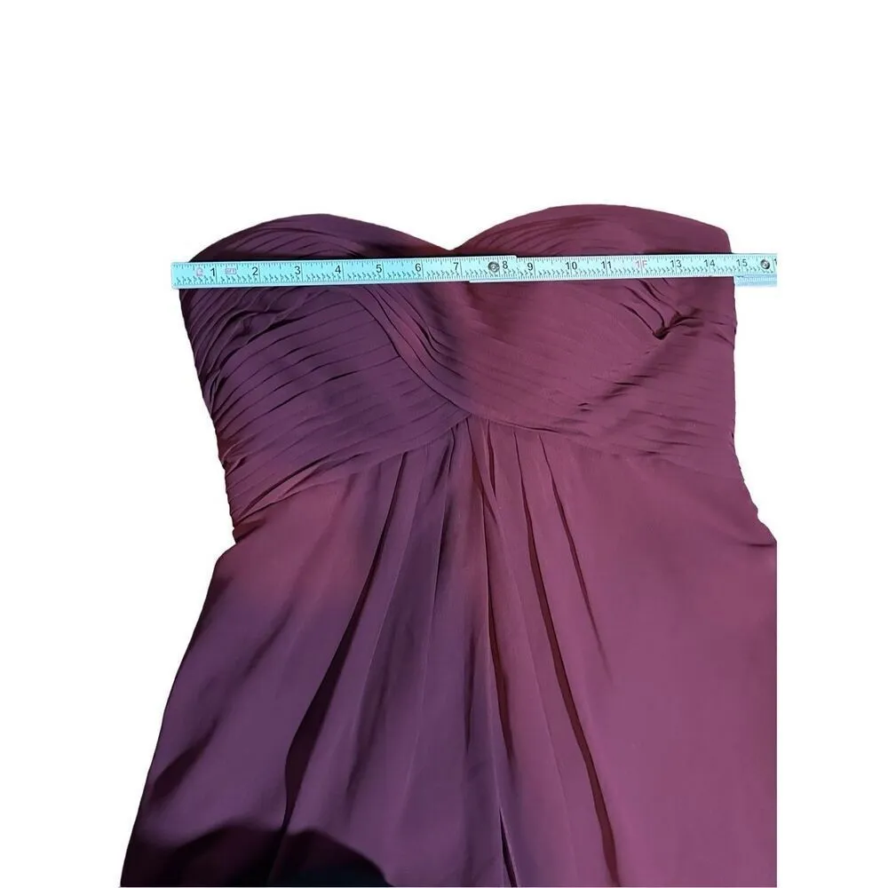 Bill Levkoff Womens Maroon Maxi length Chiffon Gorgeous Strapless Minimalist Bri - Image 5