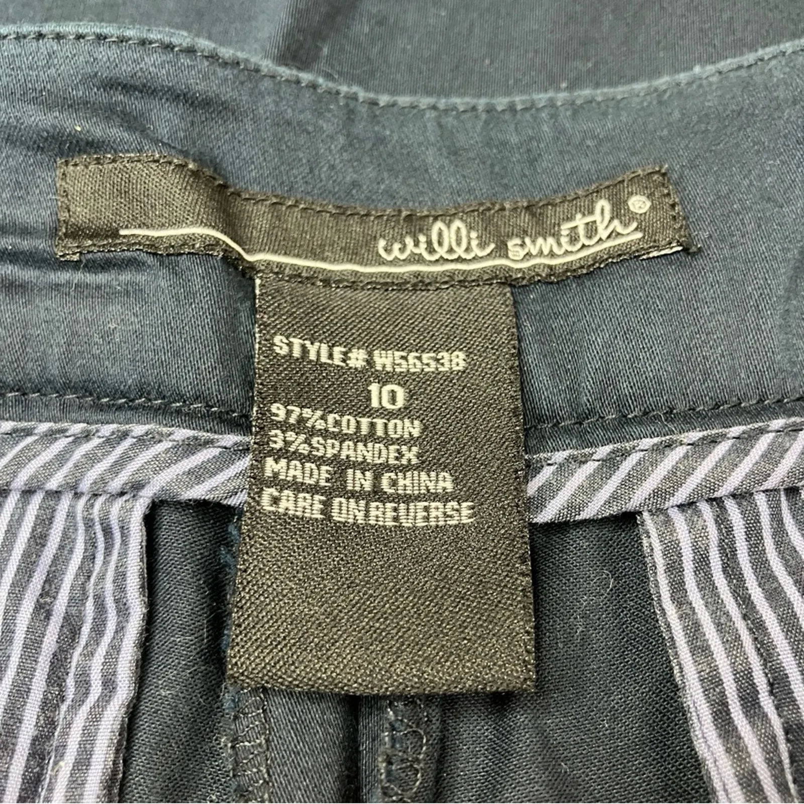 Willi Smith Dark Blue Straight Leg Chino Office Pants Womens 10 - Image 2