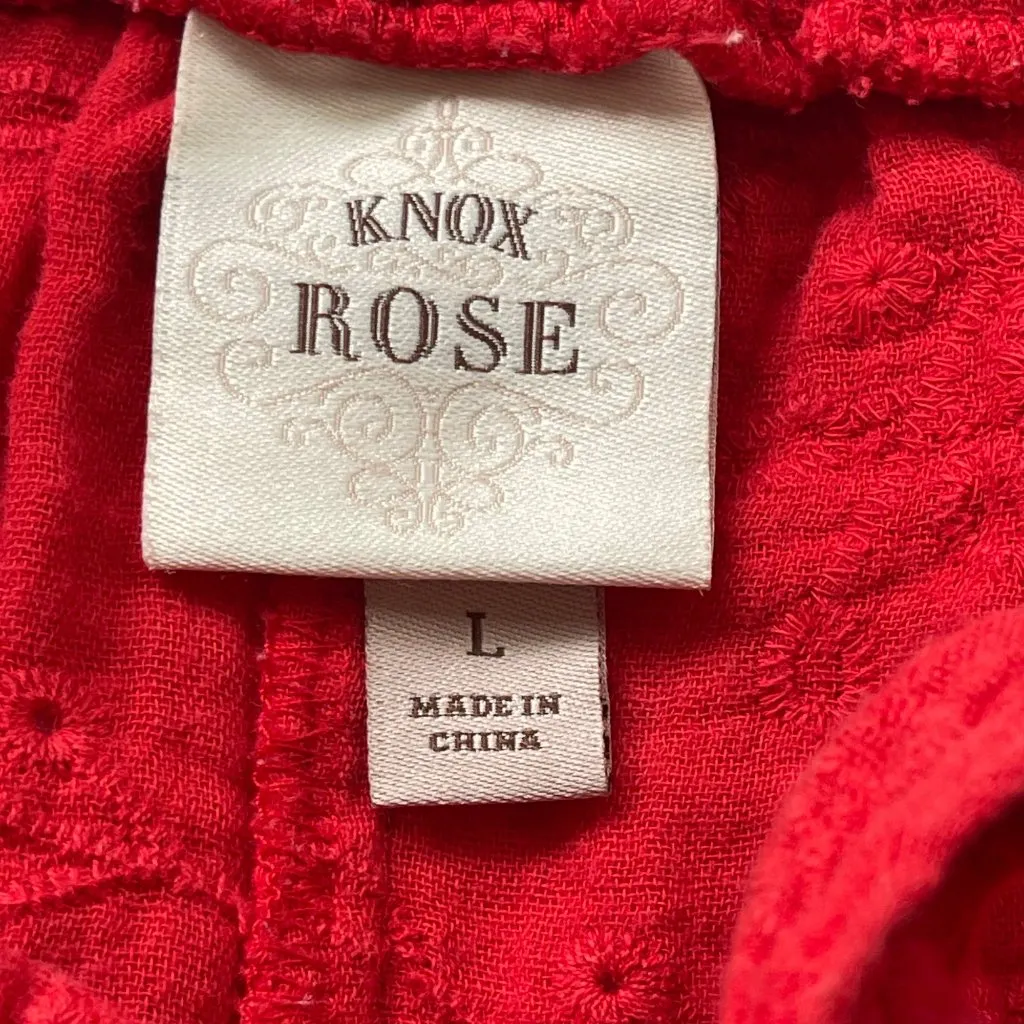 Knox Rose Eyelet Shorts Women's Size Large Pockets Lightweight Red Cotton‎ FAIR - Image 4