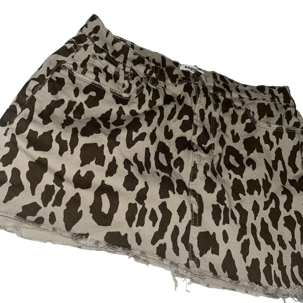 Kensie Jeans Leopard Print Denim Micro Mini Skirt 6 / 28 - Image 2