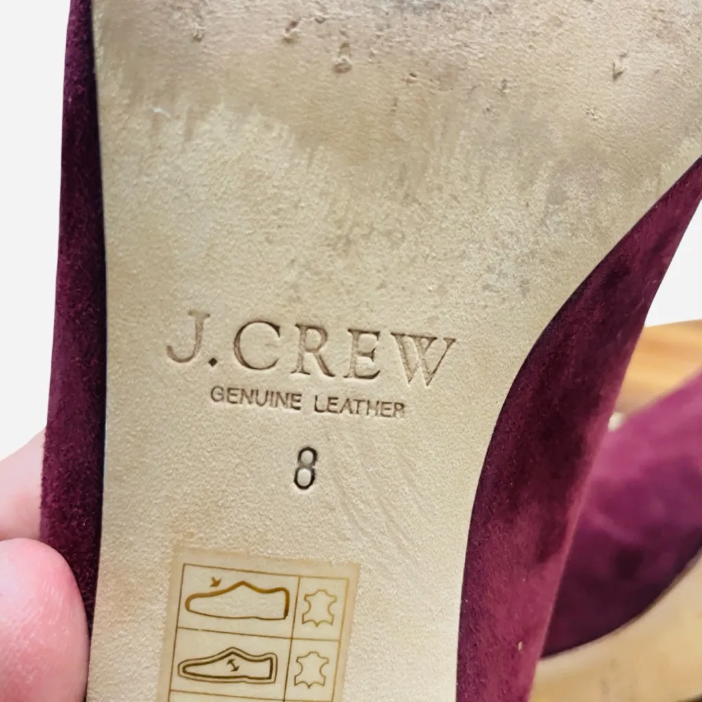 J. Crew Suede Pumps with Stamped Croc Heel Vintage Cabernet Red G8170 size 8 - Image 10