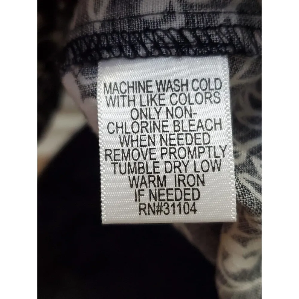 Kim Rogers Women's Black Floral Linen Collared Long Sleeve Button Down Shirt 12 - Image 9