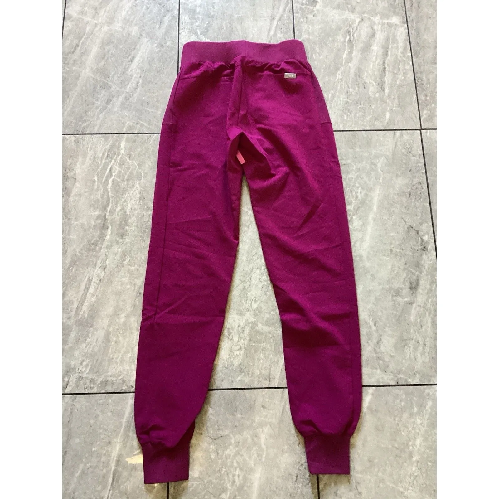 FIGS Scrub Pants Womens XXS Tall Magenta Boston Slim Jogger Medical Zip Pockets - Image 4