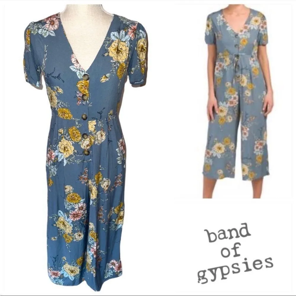 Band of gypsies floral wide leg jumpsuit M - Image 2
