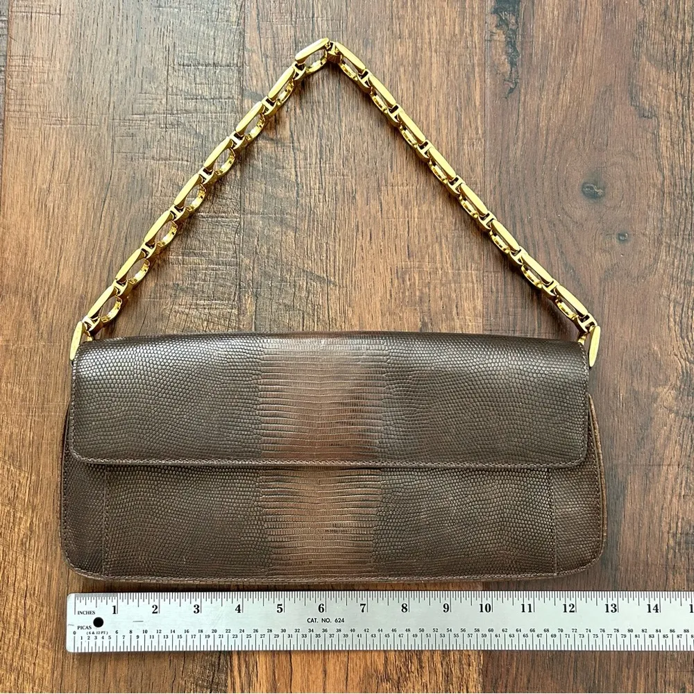 COLE HAAN bronze metallic leather baguette bag / clutch, NWOT - Image 11