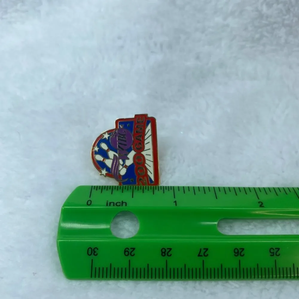 WIBC 200 Bowling League Tie Tack Lapel Pin Red White Blue Gold Colors - Image 10