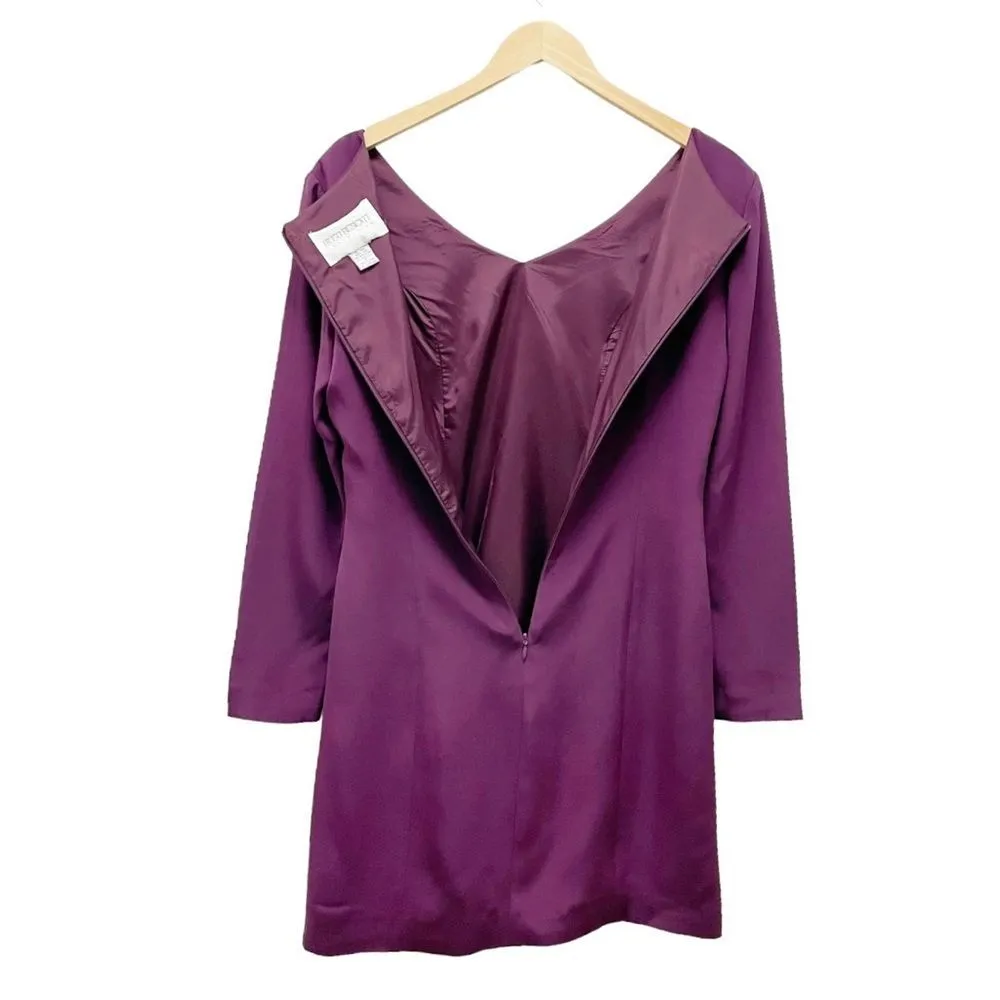 Vintage Hugo Buscati 100% Silk Long Sleeve Sheath Dress in Purple Women’s Size 8 - Image 4