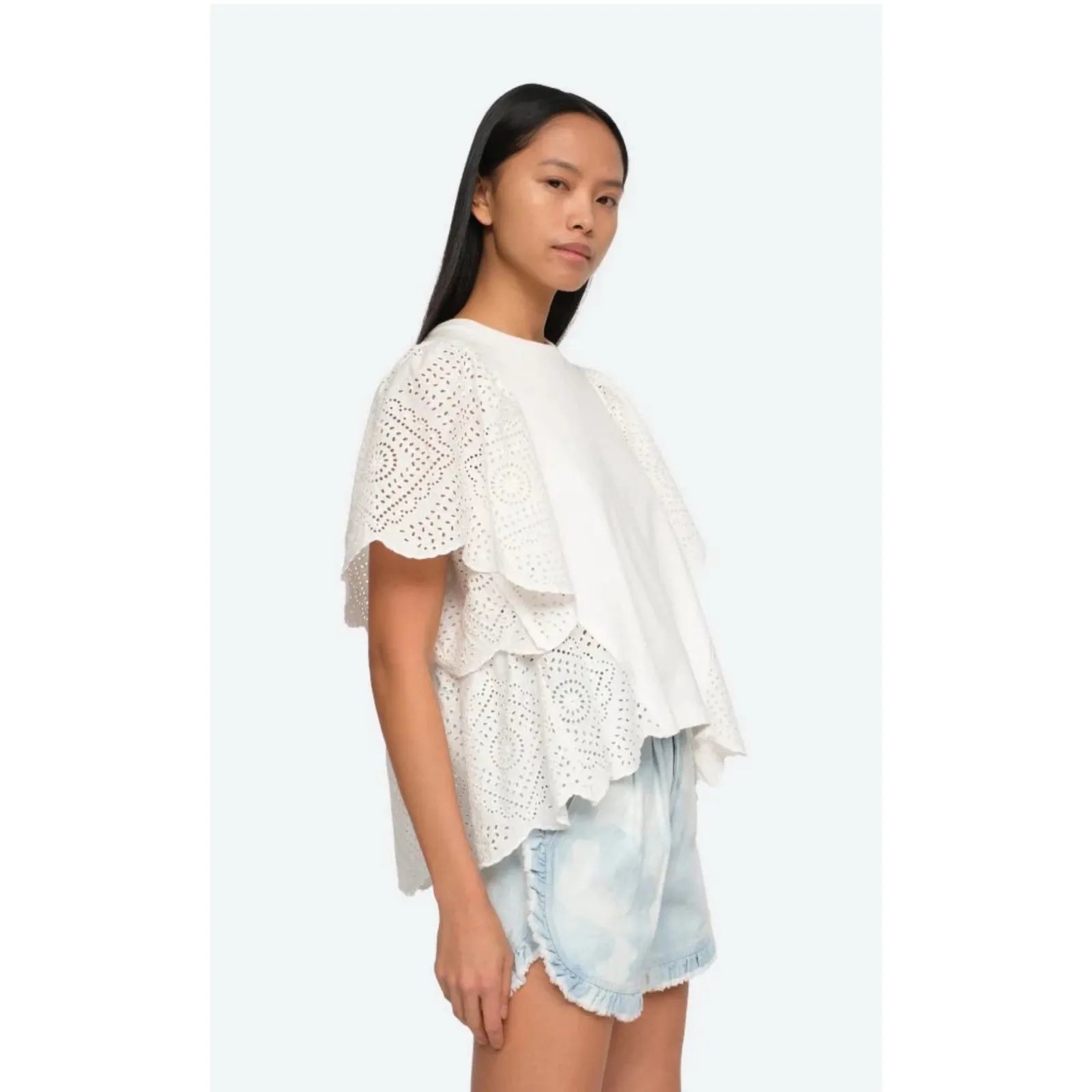 Sea New York Vienne Eyelet Flutter Sleeve Top‎ NWT size small White - Image 2