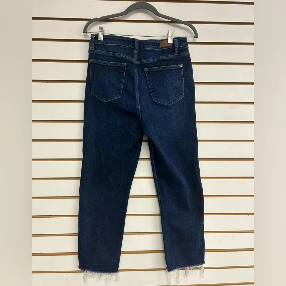 Judy Blue High Rise Cropped Straight Jeans Frayed Hem EUC 7/28 Stretch JB88375 - Image 6