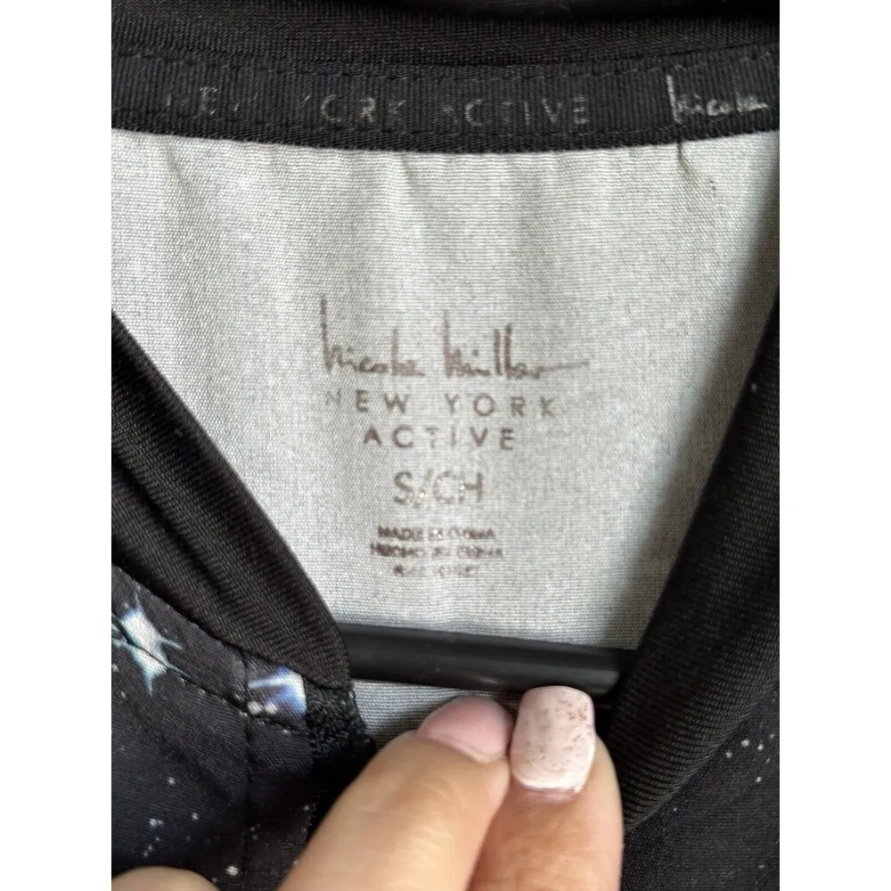 Nicole Miller NY Active Women’s Black Galaxy Print Bomber Jacket Size S - Image 3
