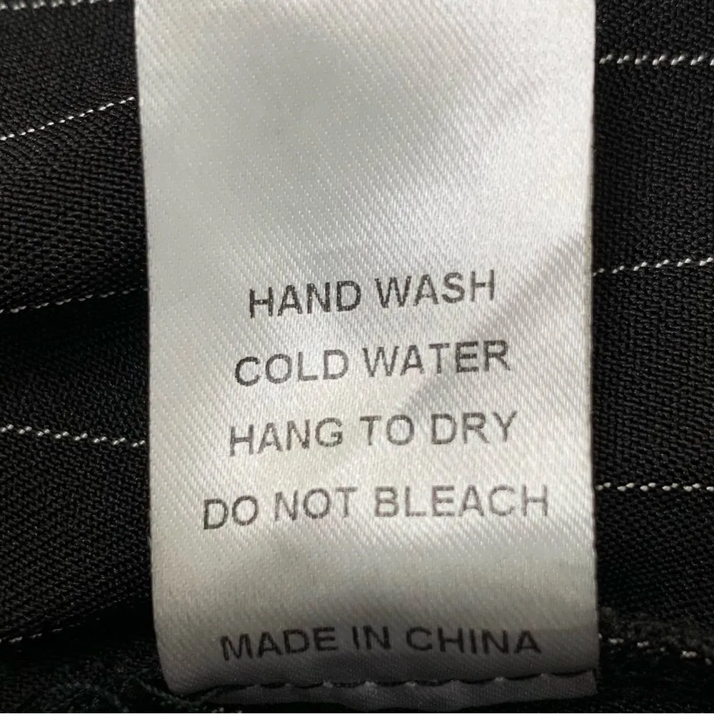 Rehab Women’s Black White Stripe High-Waisted Wide Leg Paper Bag Pants - Image 10